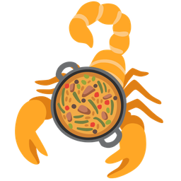 scorpion and shallow pan of food