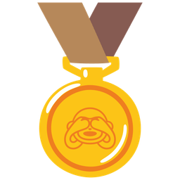 see-no-evil monkey and 1st place medal