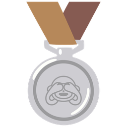 see-no-evil monkey and 2nd place medal