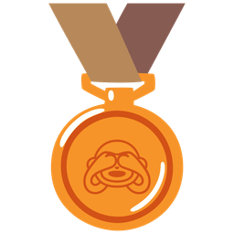 see-no-evil monkey and 3rd place medal