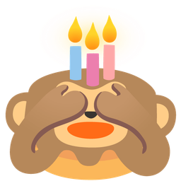 see-no-evil monkey and birthday cake