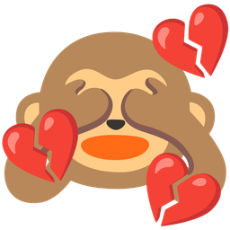 see-no-evil monkey and broken heart