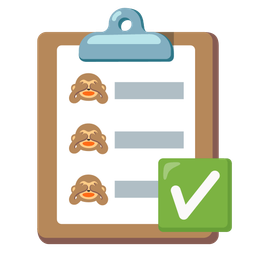 see-no-evil monkey and check mark button