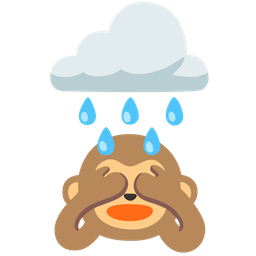 see-no-evil monkey and cloud with rain