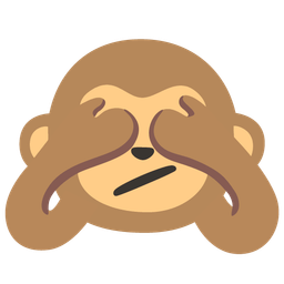 see-no-evil monkey and face with diagonal mouth
