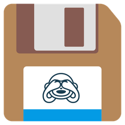 see-no-evil monkey and floppy disk