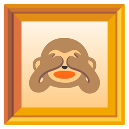 see-no-evil monkey and framed picture