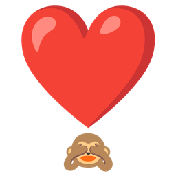 see-no-evil monkey and heart exclamation