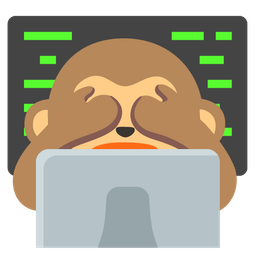 see-no-evil monkey and laptop