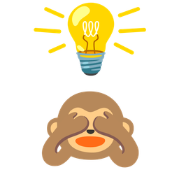 see-no-evil monkey and light bulb