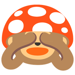 see-no-evil monkey and mushroom