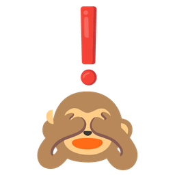 see-no-evil monkey and red exclamation mark