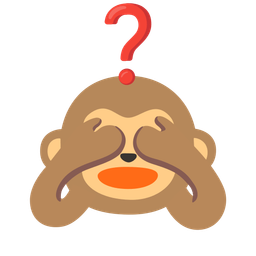 see-no-evil monkey and red question mark