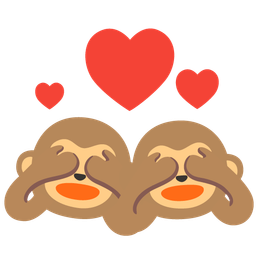 see-no-evil monkey and revolving hearts