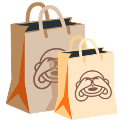 see-no-evil monkey and shopping bags