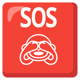 see-no-evil monkey and SOS button