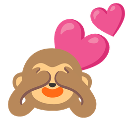 see-no-evil monkey and two hearts