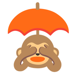 see-no-evil monkey and umbrella