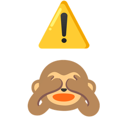 see-no-evil monkey and warning