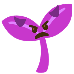 seedling and angry face with horns