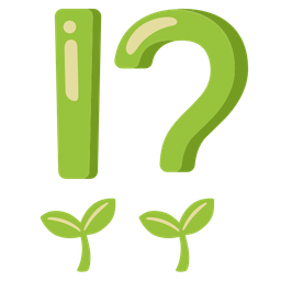 seedling and exclamation question mark