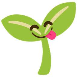 Seedling and Face savoring food