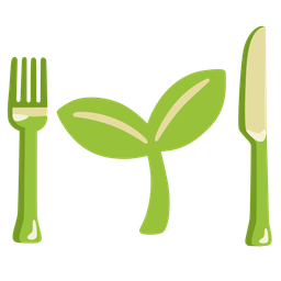 seedling and fork and knife with plate