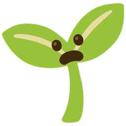seedling and frowning face with open mouth