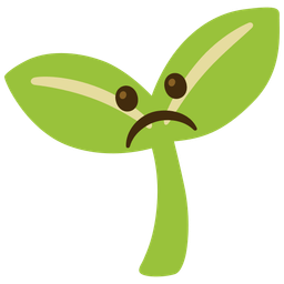 seedling and frowning face