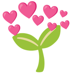seedling and heart with arrow