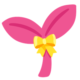 seedling and heart with ribbon