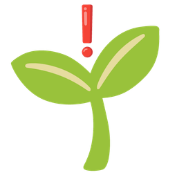 seedling and red exclamation mark