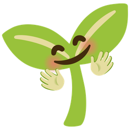 Seedling and Smiling face with open hands