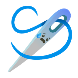 sewing needle and anxious face with sweat