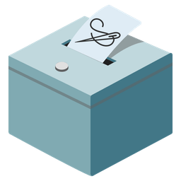 sewing needle and ballot box with ballot