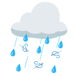 sewing needle and cloud with rain