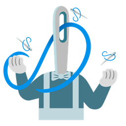 sewing needle and clown face