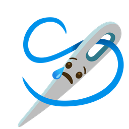 sewing needle and crying face