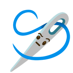 sewing needle and face with raised eyebrow