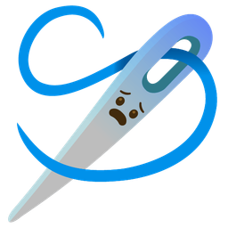 sewing needle and fearful face