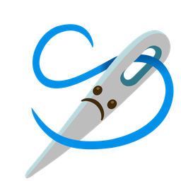 sewing needle and frowning face