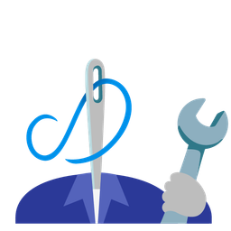 sewing needle and hammer and wrench