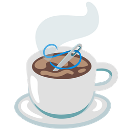 sewing needle and hot beverage