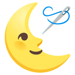 sewing needle and last quarter moon face
