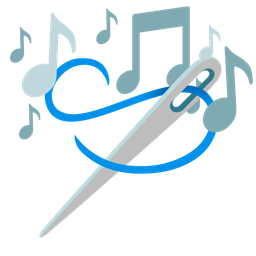 sewing needle and musical notes