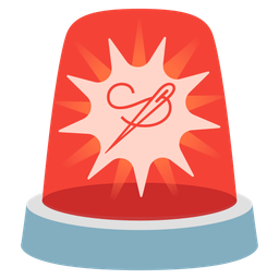 sewing needle and police car light