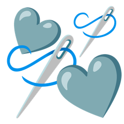 sewing needle and revolving hearts