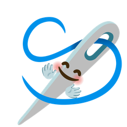 Sewing needle and Smiling face with open hands