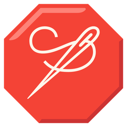 sewing needle and stop sign