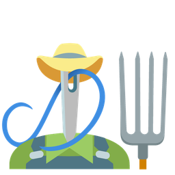 sewing needle and tractor